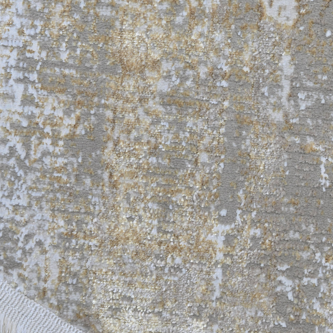 Grey & Beige Abstract Turkish Round Rug 5x5 ft