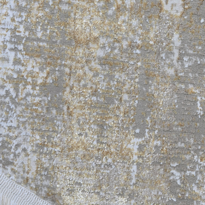 Grey & Beige Abstract Turkish Round Rug 5x5 ft