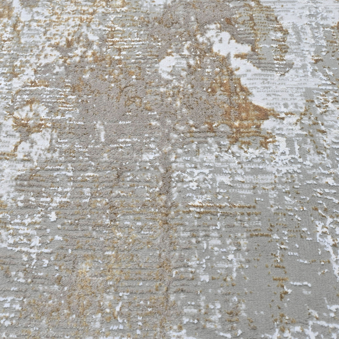 Grey & Beige Abstract Turkish Round Rug 5x5 ft