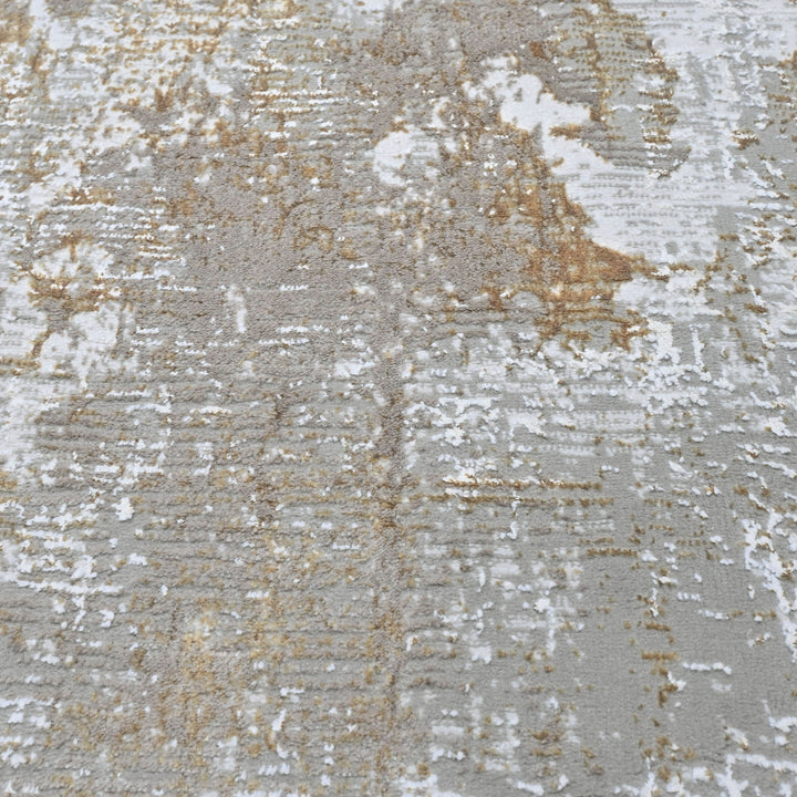 Grey & Beige Abstract Turkish Round Rug 5x5 ft