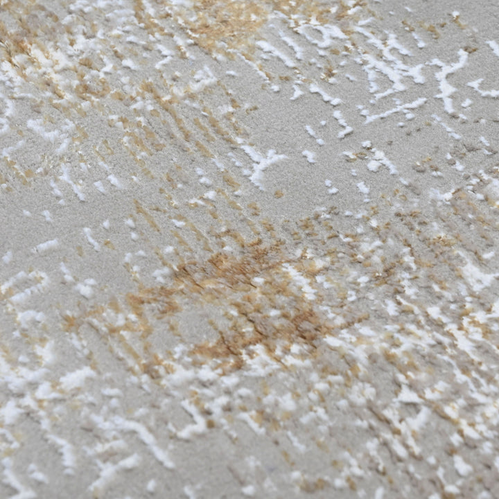 Grey & Beige Abstract Turkish Round Rug 5x5 ft