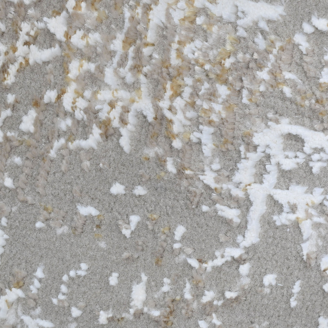 Grey & Beige Abstract Turkish Round Rug 5x5 ft