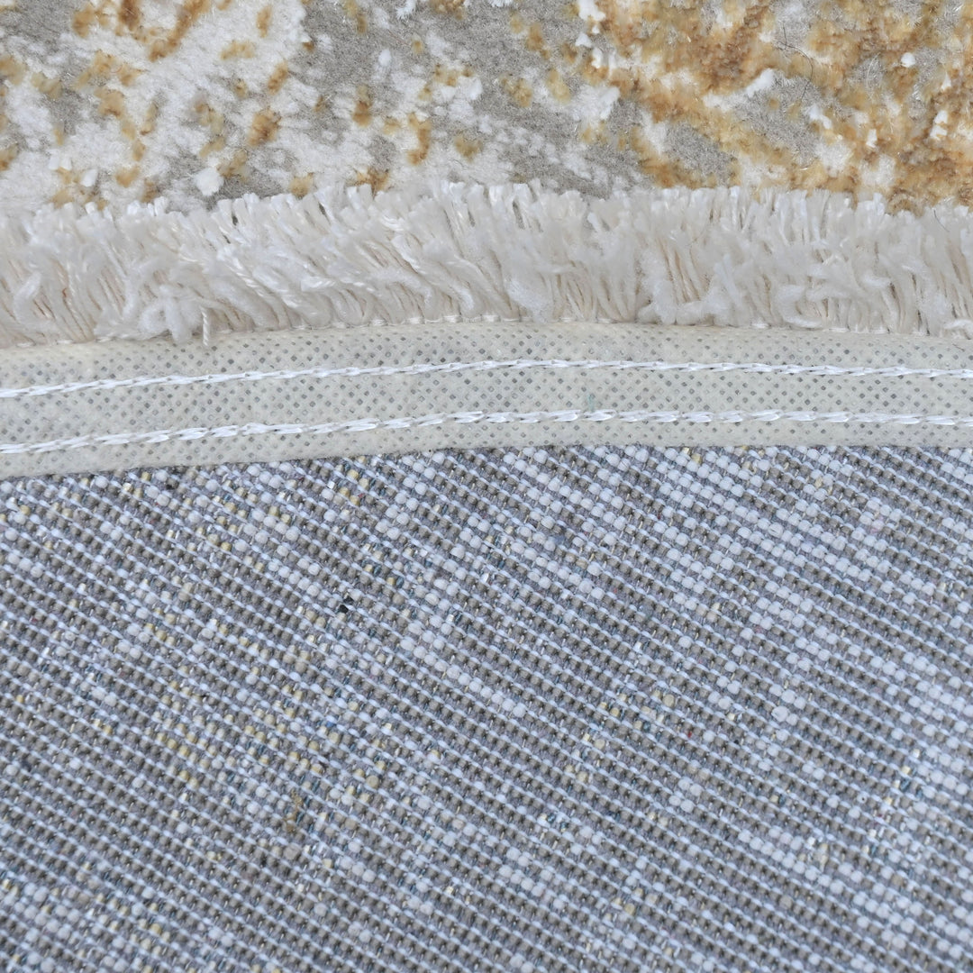 Grey & Beige Abstract Turkish Round Rug 5x5 ft