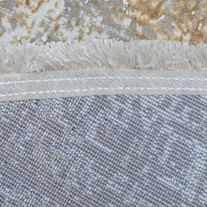 Grey & Beige Abstract Turkish Round Rug 5x5 ft