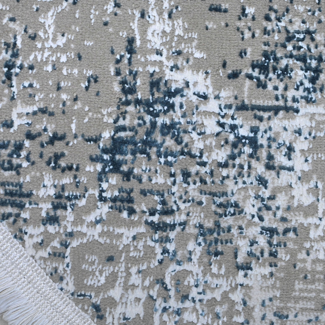 Grey & Beige Abstract Turkish Round Rug 5x5 ft