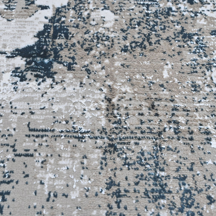 Grey & Beige Abstract Turkish Round Rug 5x5 ft