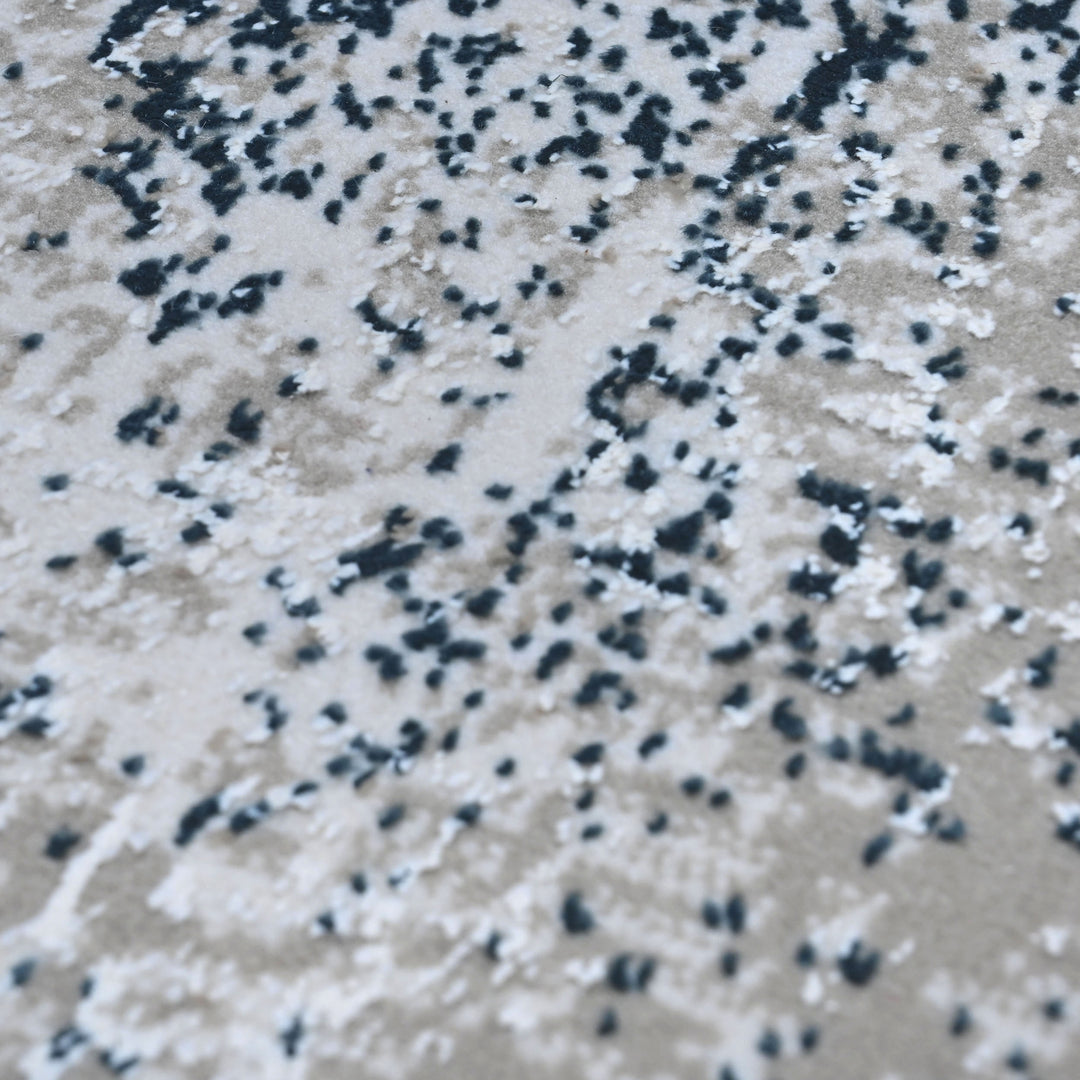 Grey & Beige Abstract Turkish Round Rug 5x5 ft