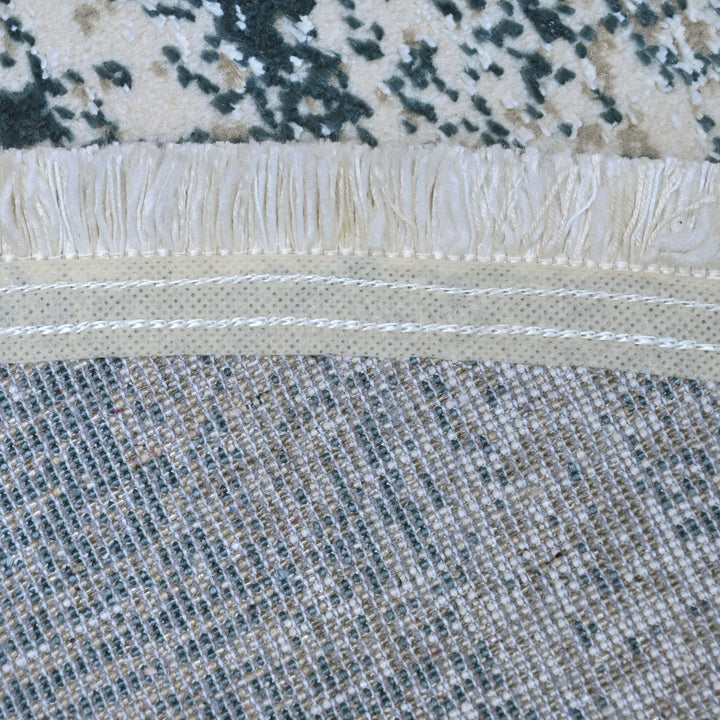 Grey & Beige Abstract Turkish Round Rug 5x5 ft