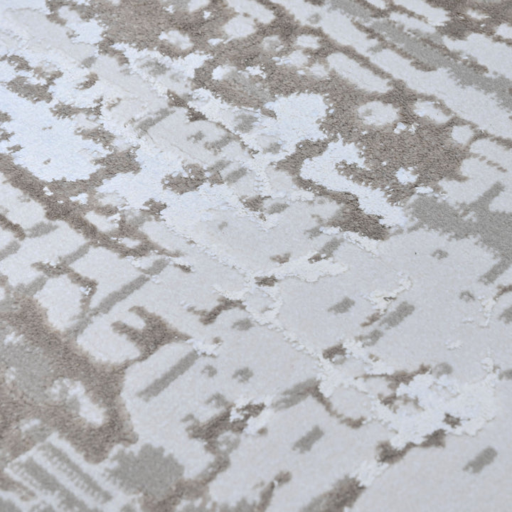 Grey & White Abstract Turkish Round Rug 5x5 ft