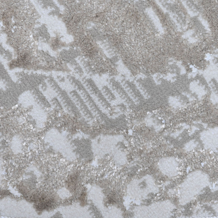 Grey & White Abstract Turkish Round Rug 5x5 ft