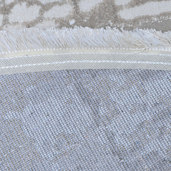 Grey & White Abstract Turkish Round Rug 5x5 ft