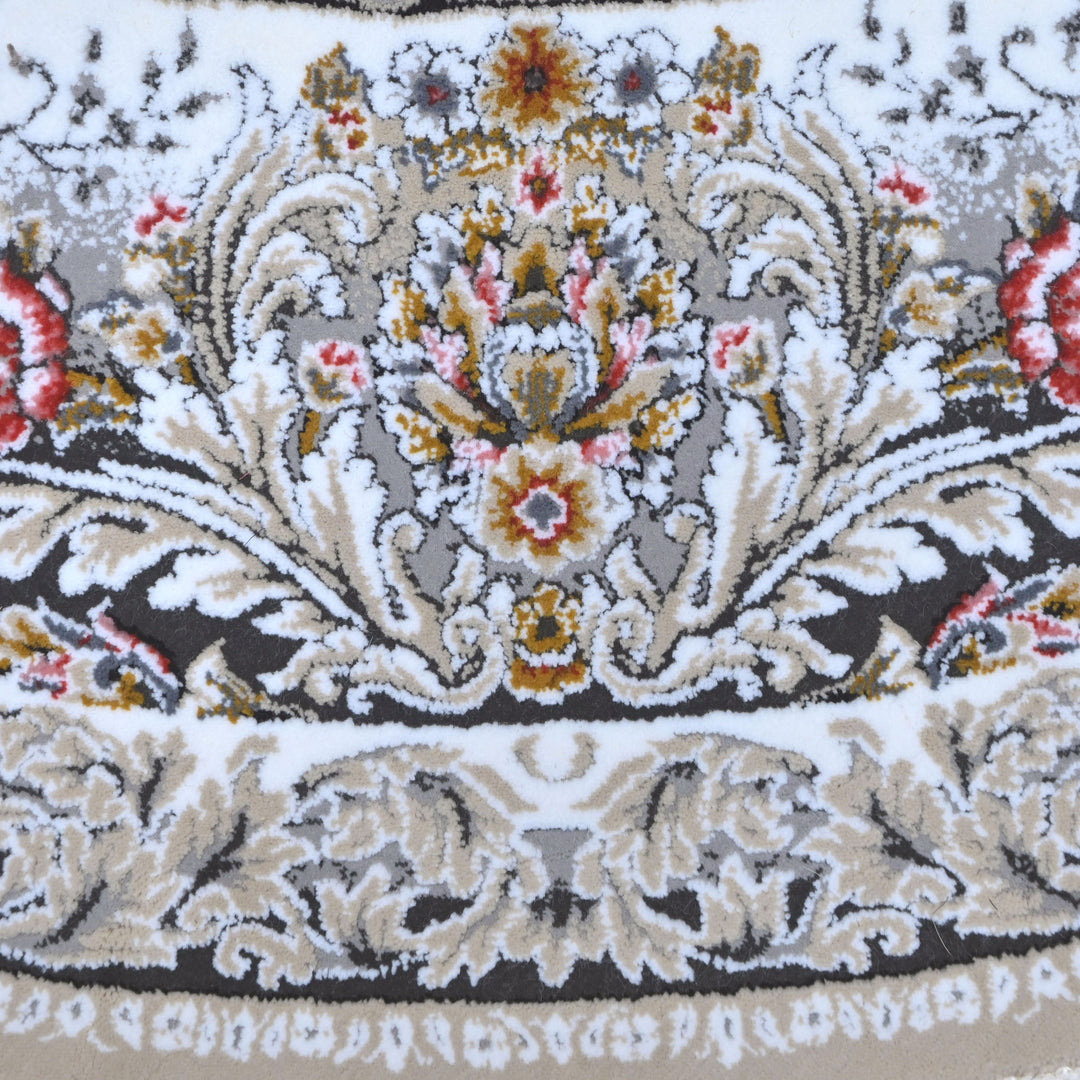 Grey & Blue Floral Persian Round Rug 3x3 Ft