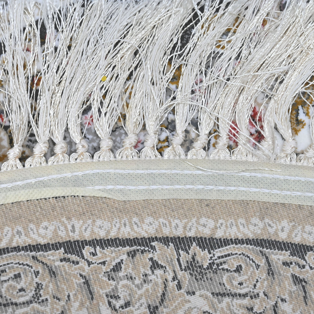 Grey & Blue Floral Persian Round Rug 3x3 Ft