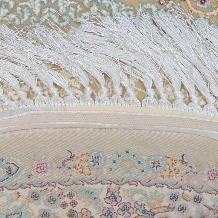 Beige & Cream Floral Persian Round Rug 3x3 Ft