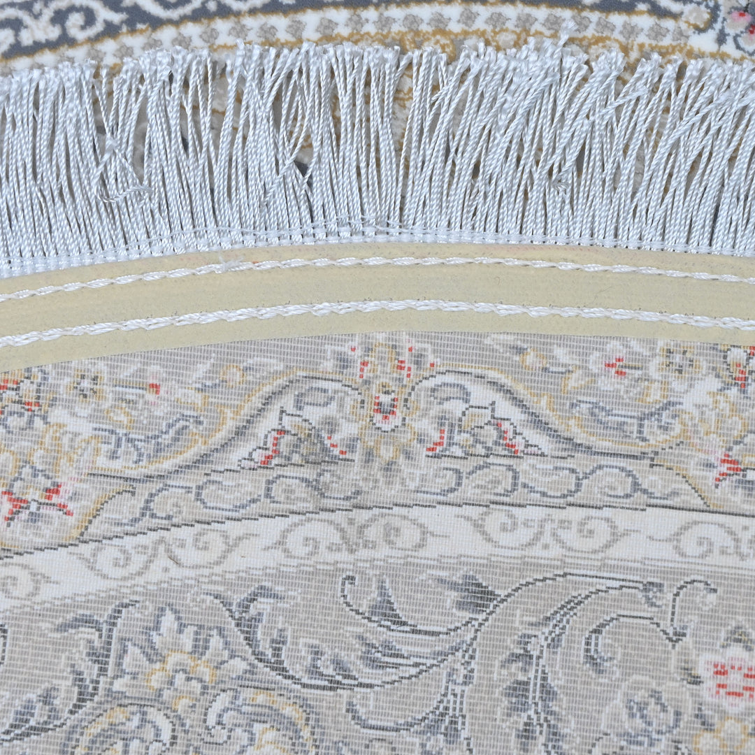 Grey & Blue Floral Persian Round Rug 3x3 Ft