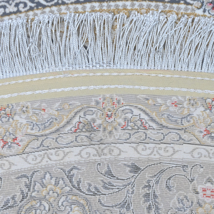 Grey & Blue Floral Persian Round Rug 3x3 Ft