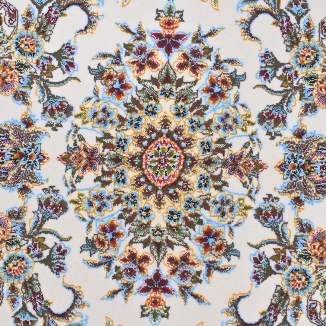 Grey & Beige Floral Persian Round Rug 3x3 Ft