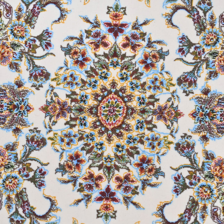 Grey & Beige Floral Persian Round Rug 3x3 Ft