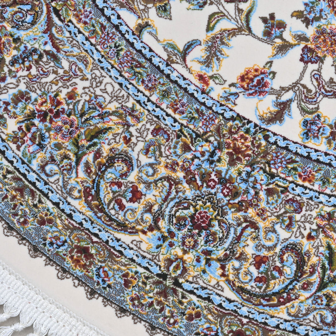 Grey & Beige Floral Persian Round Rug 3x3 Ft