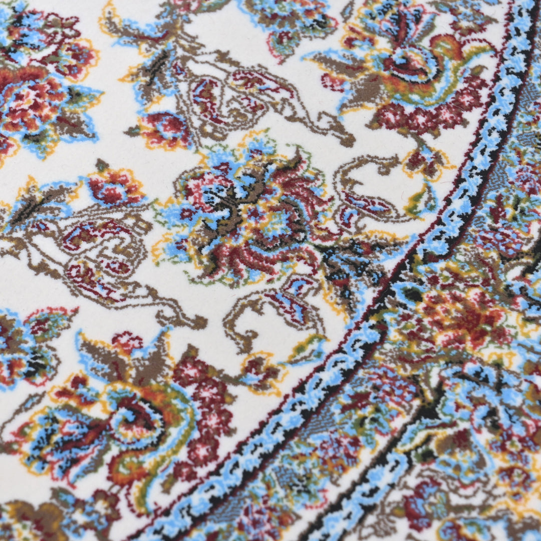 Grey & Beige Floral Persian Round Rug 3x3 Ft