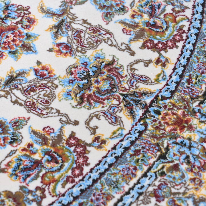 Grey & Beige Floral Persian Round Rug 3x3 Ft