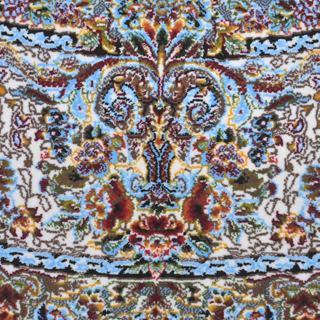 Grey & Beige Floral Persian Round Rug 3x3 Ft