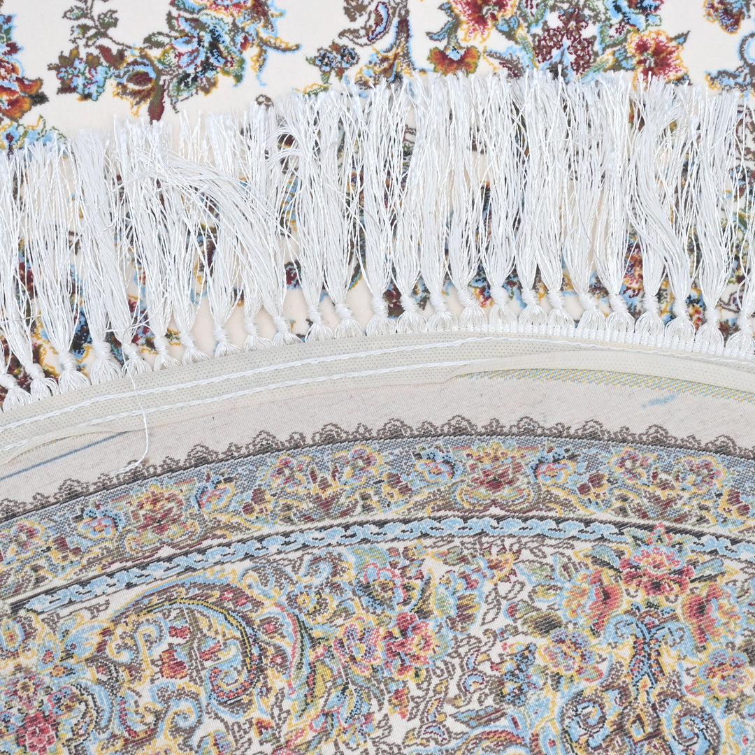 Grey & Beige Floral Persian Round Rug 3x3 Ft