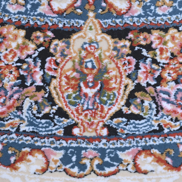 vory & Beige Floral Persian Round Rug 3x3 Ft