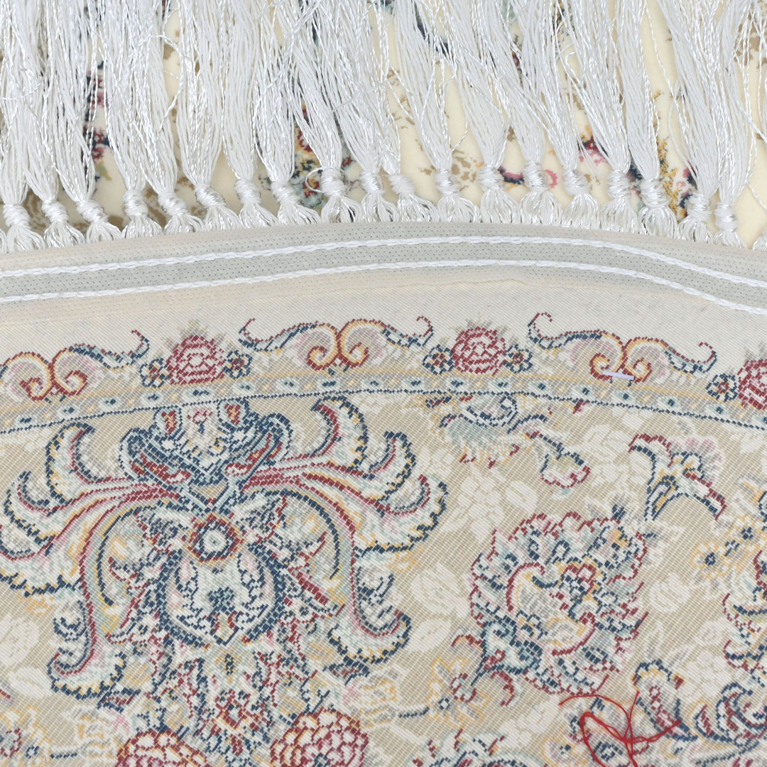 vory & Beige Floral Persian Round Rug 3x3 Ft