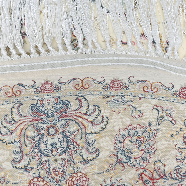 vory & Beige Floral Persian Round Rug 3x3 Ft