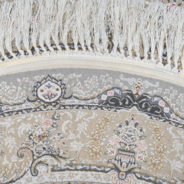 Grey & Blue Floral Persian Round Rug 3x3 Ft