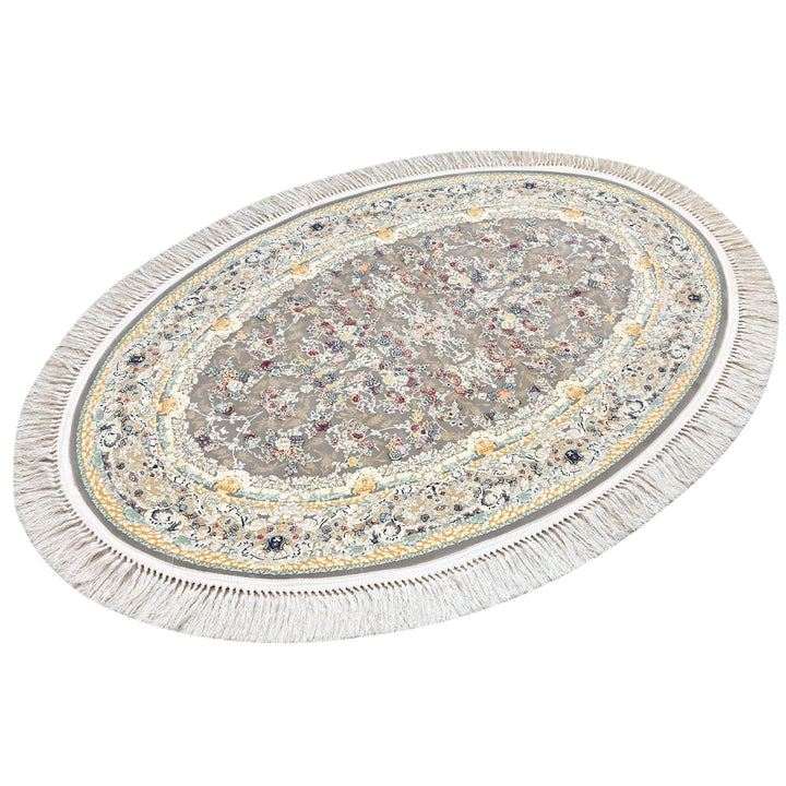 Grey & Cream Floral Persian Oval Rug 3x5 Ft