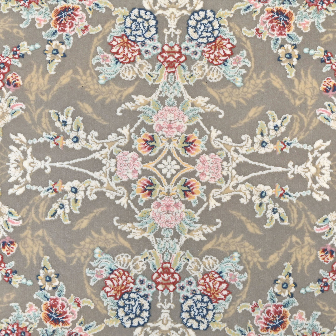 Grey & Cream Floral Persian Oval Rug 3x5 Ft