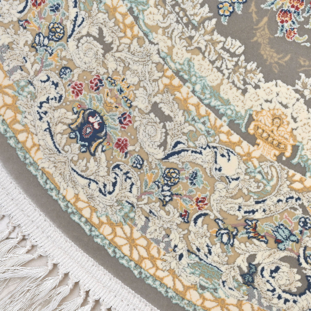 Grey & Cream Floral Persian Oval Rug 3x5 Ft