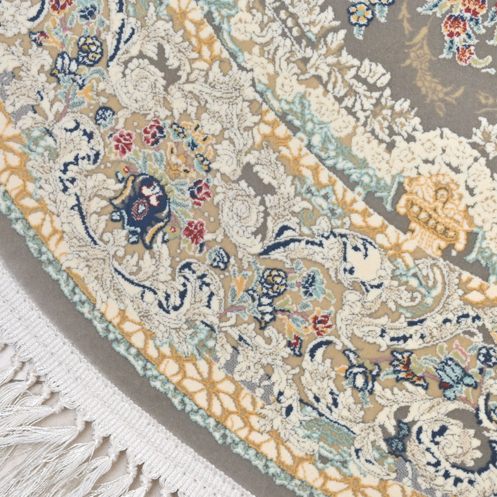 Grey & Cream Floral Persian Oval Rug 3x5 Ft