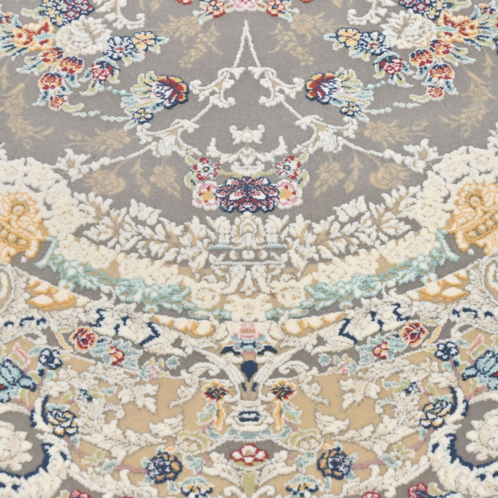 Grey & Cream Floral Persian Oval Rug 3x5 Ft