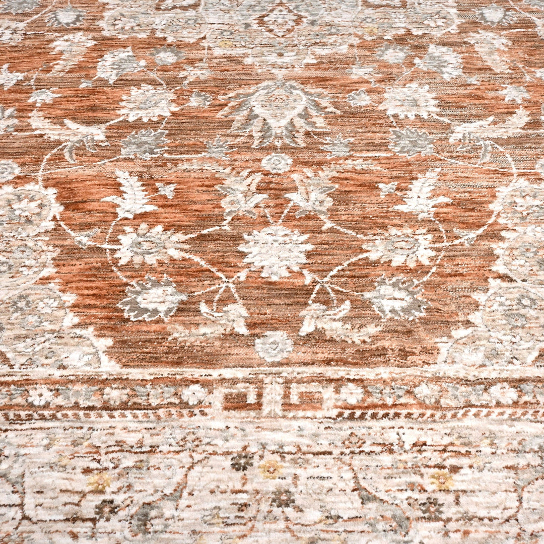 Beige Floral Turkish Rug 5x8 Ft