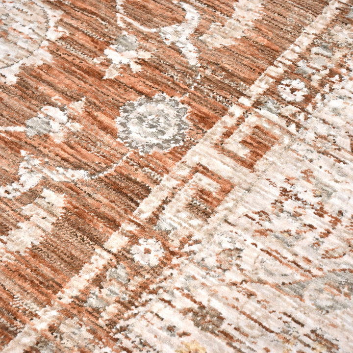 Beige Floral Turkish Rug 5x8 Ft