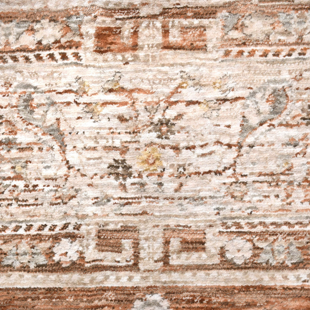 Beige Floral Turkish Rug 5x8 Ft