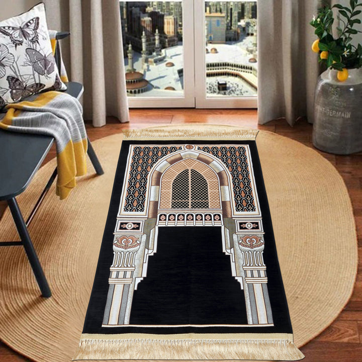 Black Medina Turkish Prayer Rug 2.5x4 FT