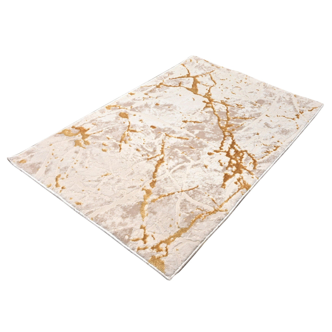 Off White Abstract Turkish Rug 3X5 Ft