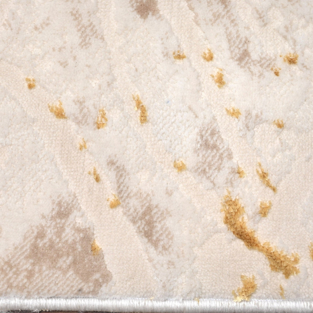 Off White Abstract Turkish Rug 3X5 Ft