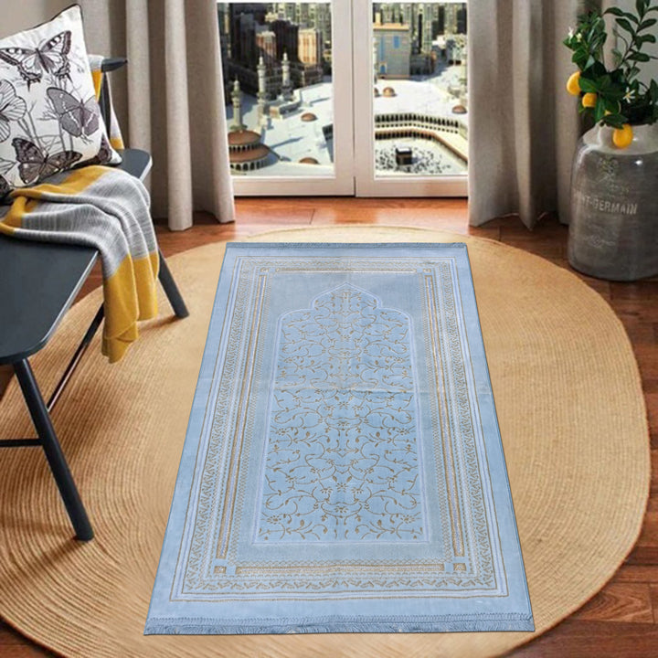 Sky Blue Turkish Prayer Rug 2.5x4 FT