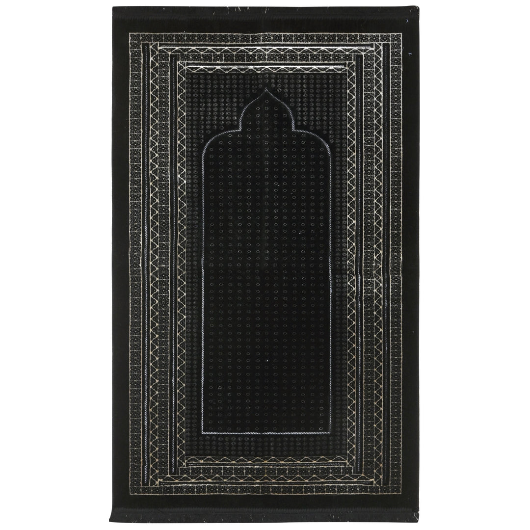 Black Silver Turkish Prayer Rug 2.5x4 FT