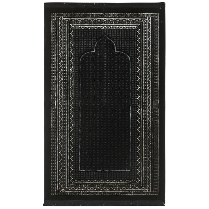 Black Silver Turkish Prayer Rug 2.5x4 FT