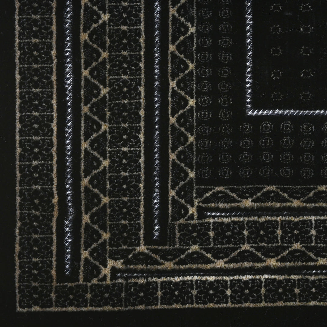 Black Silver Turkish Prayer Rug 2.5x4 FT