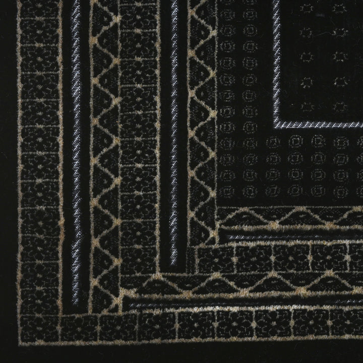 Black Silver Turkish Prayer Rug 2.5x4 FT