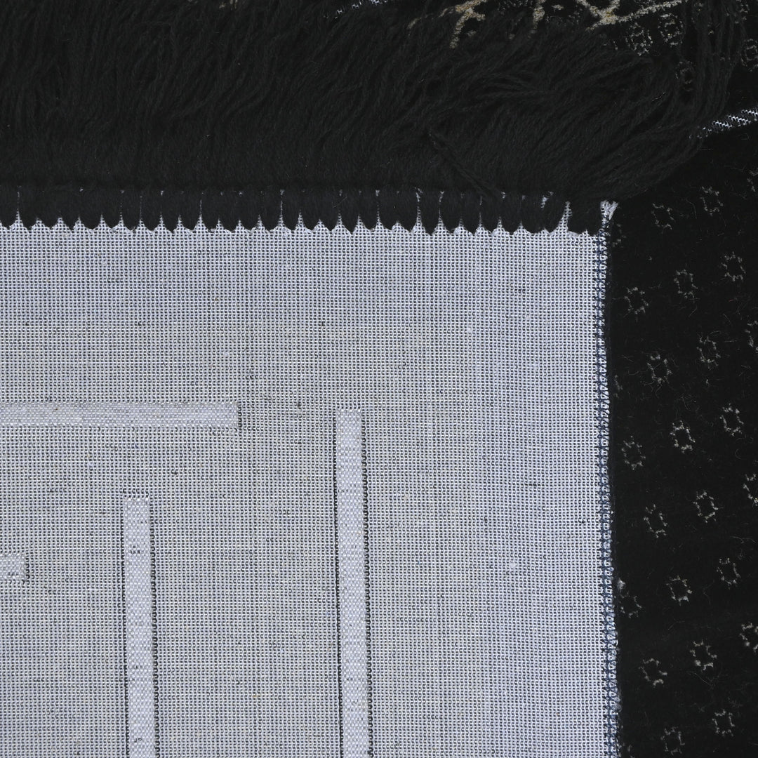 Black Silver Turkish Prayer Rug 2.5x4 FT