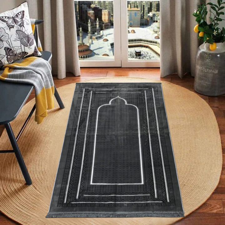 Charcoal Grey Turkish Prayer Rug 2.5x4 FT