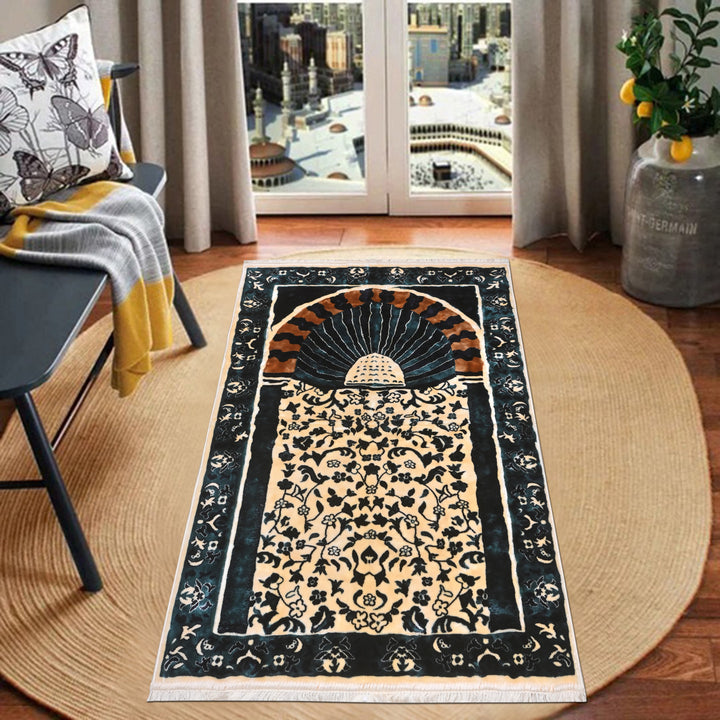 CHARCOAL Floral Turkish Prayer Rug 2.5x4 FT